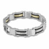 (DSB004) 9mm Mens Two Tone Stainless Steel Double Sided Bracelet - 20cm