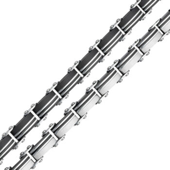 (DSB060S) Silver and Black IP Plated Stainless Steel Double Sided Bracelet