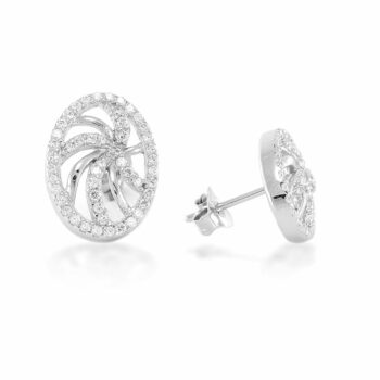 (ER059) Rhodium Plated Sterling Silver Earrings With CZ