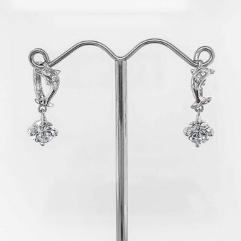 (ER190) Rhodium Plated Sterling Silver CZ Earrings