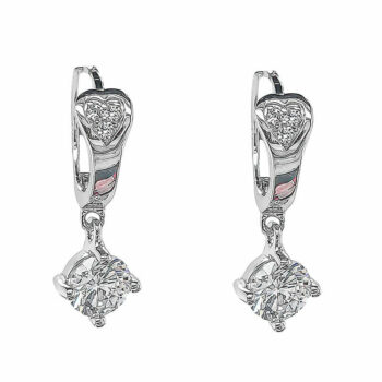 (ER192) Rhodium Plated Sterling Silver CZ Earrings