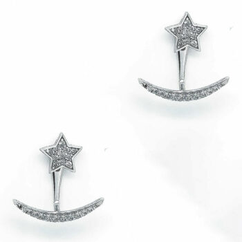 (ER206) Rhodium Plated Sterling Silver Star Earrings