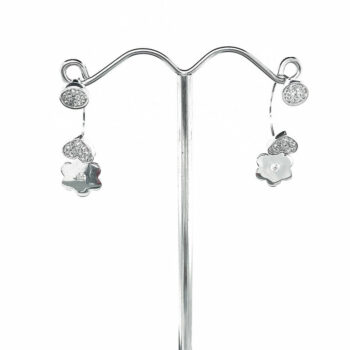 (ER209) Rhodium Plated Sterling Silver CZ Earrings