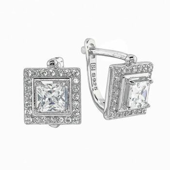 (ER234) Rhodium Plated Sterling Silver CZ Earrings