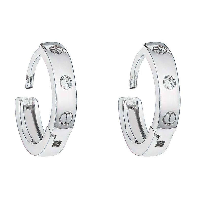 (ER292) Rhodium Plated Sterling Silver CZ Hoop Earrings