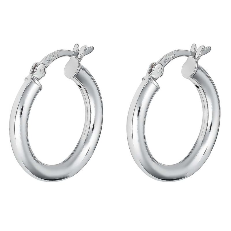 (ERH300) 3mm Rhodium Plated Sterling Silver Plain Hoops