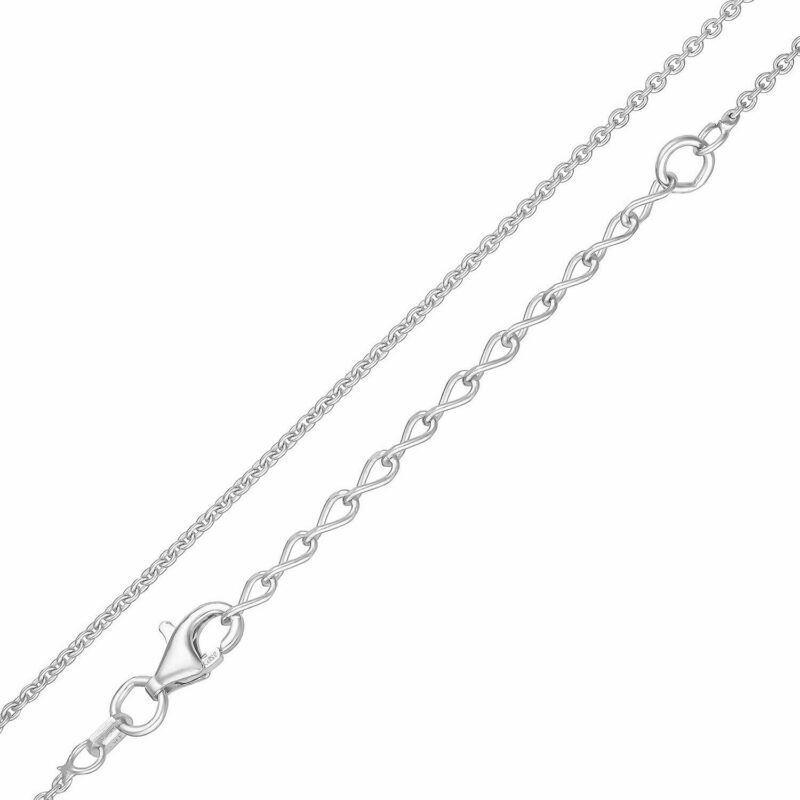 (EX040) 1.2mm Italian Rhodium Plated Sterling Silver Extension Chain - 50cm