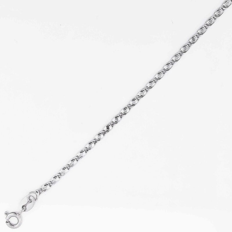 (FC28) 2mm Rhodium Plated Sterling Silver Fancy Chain - 45cm
