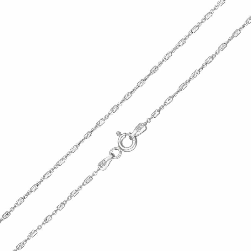(FC29) 1.3mm Rhodium Plated Sterling Silver Fancy Chain - 45cm