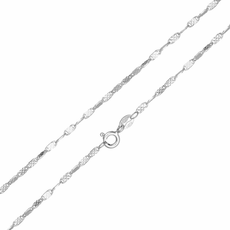 (FC30) 2mm Rhodium Plated Sterling Silver Fancy Chain - 45cm