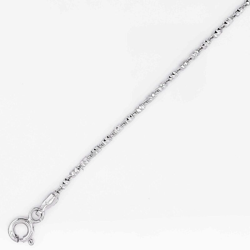 (FC31) 1.3mm Rhodium Plated Sterling Silver Fancy Chain - 45cm
