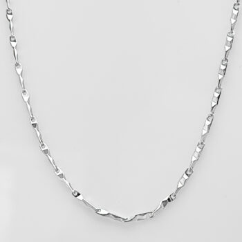 (FC41) 1.3mm Rhodium Plated Sterling Silver Diamond Cut Long Bar Chain - 45cm