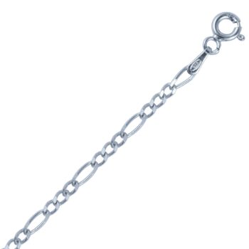 (FIG060) 2.4mm Italian Rhodium Plated Sterling Silver Figaro Chain