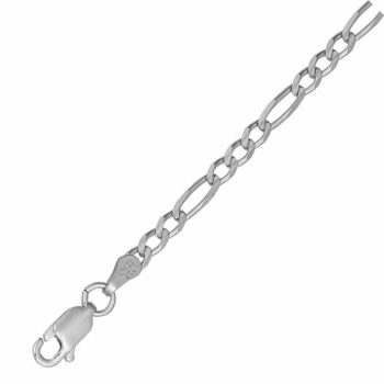 (FIGFC080) 3mm Rhodium Plated Sterling Silver Flat Figaro Concave Chain