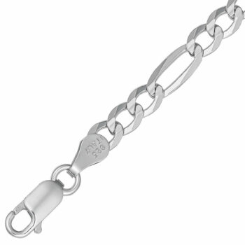 (FIGFC160) 5.9mm Rhodium Plated Sterling Silver Flat Figaro Concave Chain