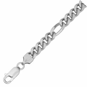 (FOM180) 6.2mm Rhodium Plated Sterling Silver 5+1 Figaro Bombe Curb Chain