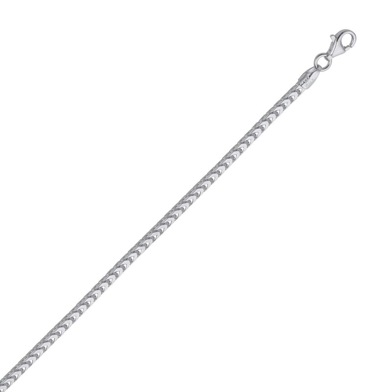 (FRA230) 2.5mm Italian Rhodium Plated Sterling Silver Franco Chain