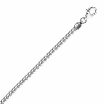 (FRA300) 3mm Italian Rhodium Plated Sterling Silver Franco Chain