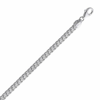 (FRA370P) 3.7mm Italian Rhodium Plated Sterling Silver Franco Chain