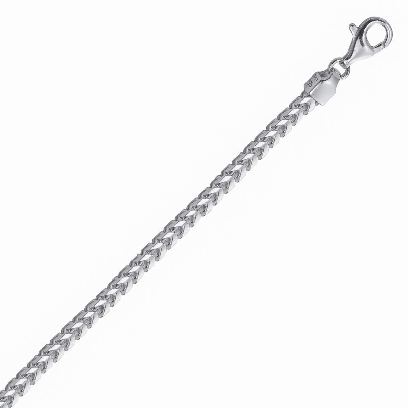 (FRA420) 4.3mm Italian Rhodium Plated Sterling Silver Franco Chain