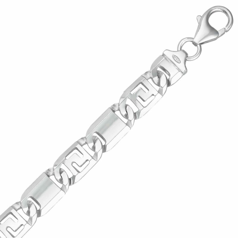 (FTC02) 9.0mm Italian Rhodium Plated Sterling Silver Fancy Chain