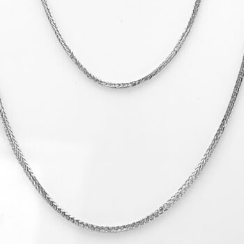 (FWH15) 1.5mm Rhodium Plated Sterling Silver Square Flexible Wheat Chain - 45cm