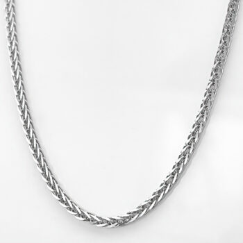 (FWH20) 2.0mm Rhodium Plated Sterling Silver Square Flexible Wheat Chain - 50cm
