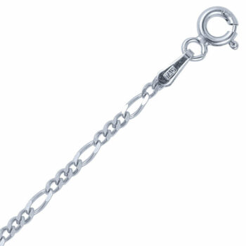 (FIG050) 1.9mm Italian Rhodium Plated Sterling Silver Figaro Chain