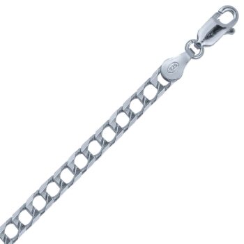 (GDC120) 4mm Italian Rhodium Plated Sterling Silver Square Curb Chain