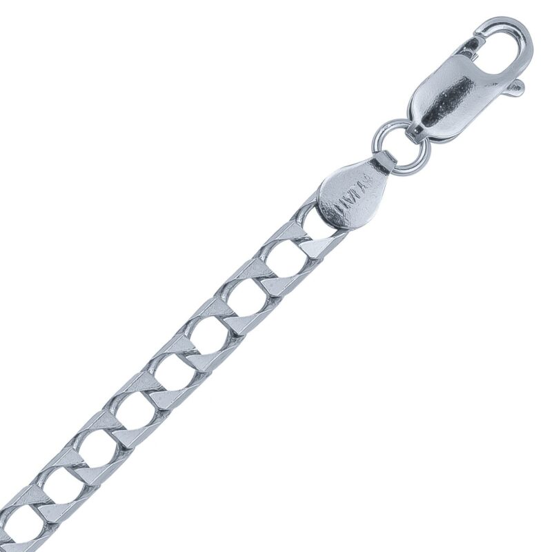 (GDC150) 4.5mm Italian Rhodium Plated Sterling Silver Square Curb Chain