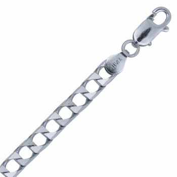 (GDC180) 5.3mm Italian Rhodium Plated Sterling Silver Square Curb Chain
