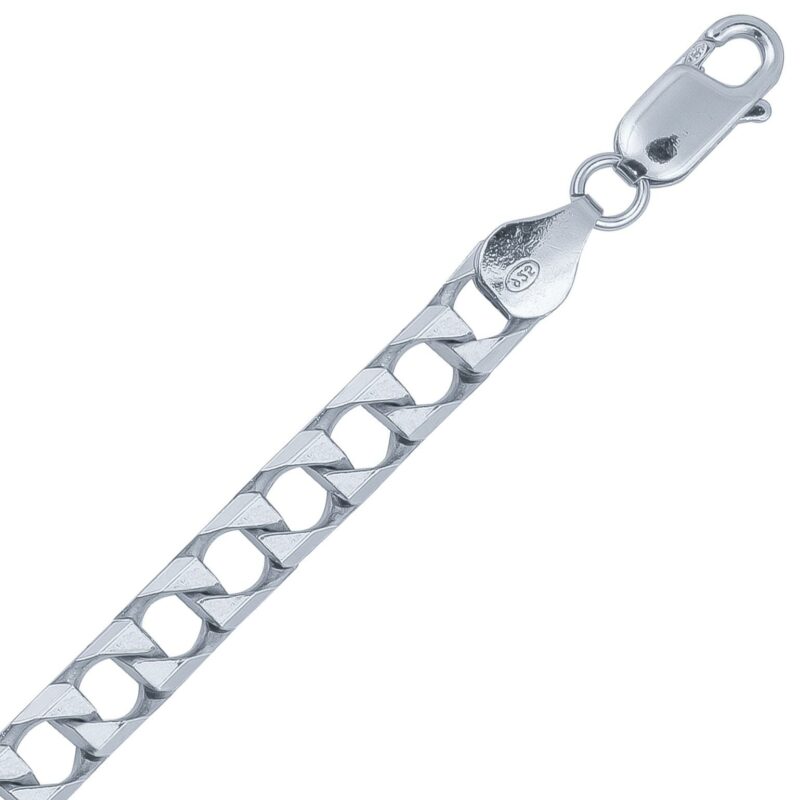 (GDC200) 6.1mm Italian Rhodium Plated Sterling Silver Square Curb Chain