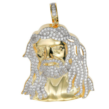 (H022G) Gold Plated Sterling Silver Iced Out Pendant