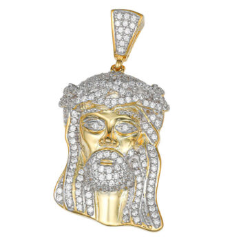 (H038G) Gold Plated Sterling Silver Iced Out Pendant