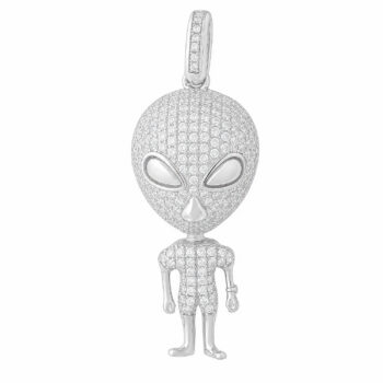 (H045) Rhodium Plated Sterling Silver Pendant