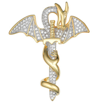 (H052G) Gold Plated Sterling Silver Iced Out Pendant