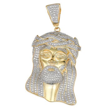 (H080G) Gold Plated Sterling Silver Iced Out Pendant