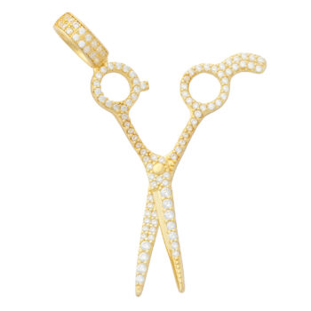 (H122-GMP) Sterling Silver Scissor Iced-Out Pendant - GMP
