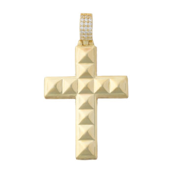 (H140) Sterling Silver Cross Iced-Out Pendant