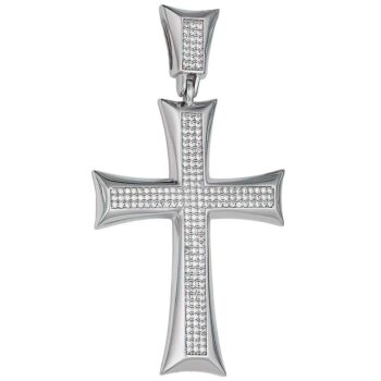 (H141W) Rhodium Plated Sterling Silver Pendant - 34.6*48.4mm