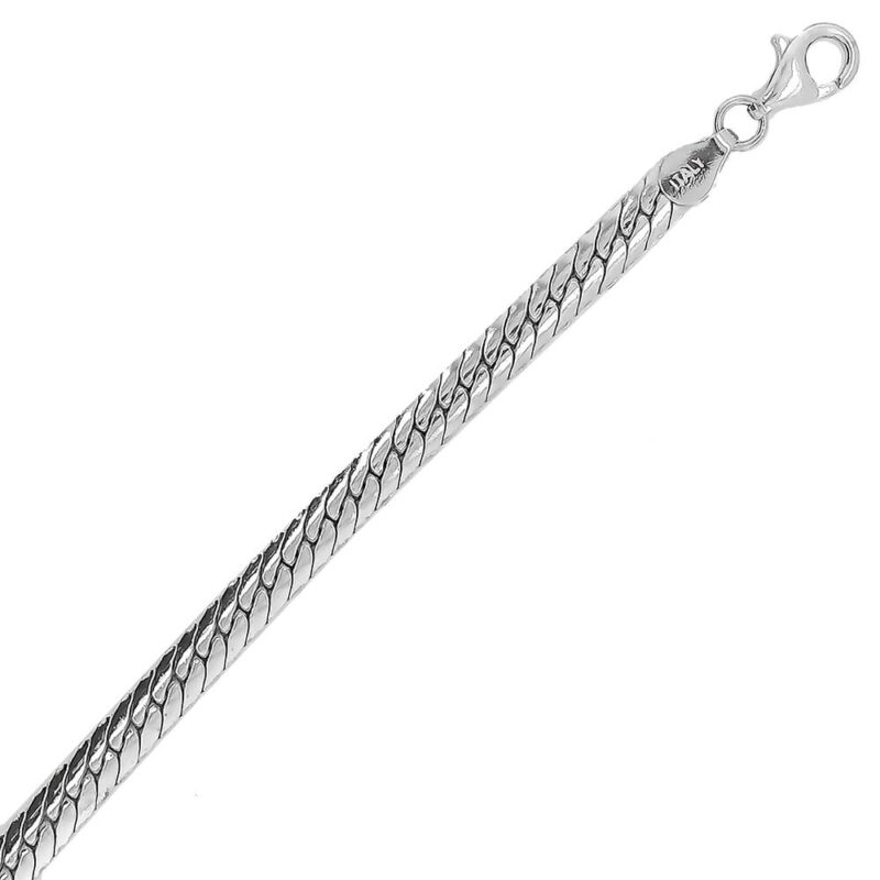 (HER100) 5mm Italian Rhodium Plated Sterling Silver Herringbone Chain