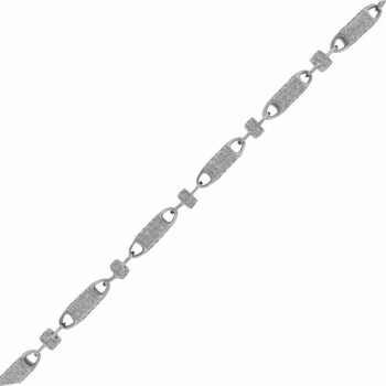 (HNP01W) White CZ Fancy Necklace/ Chain - 5x5mm - 90cm