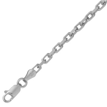 (HRC160) 4.1mm Rhodium Plated Sterling Silver Rectangle Link Chain