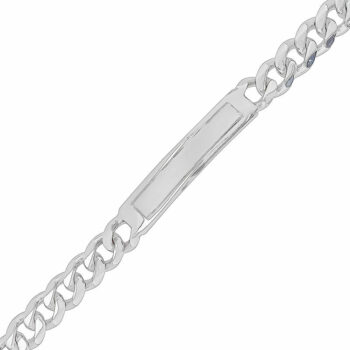 (IDM008) 9mm Rhodium Plated Sterling Silver Men's ID Bracelet