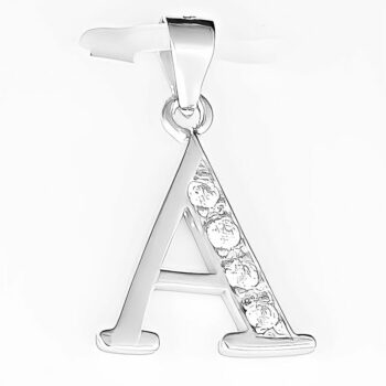 (INT05) Rhodium Plated Sterling Silver Block Four Claw CZ Initials (11x12mm Average Size)