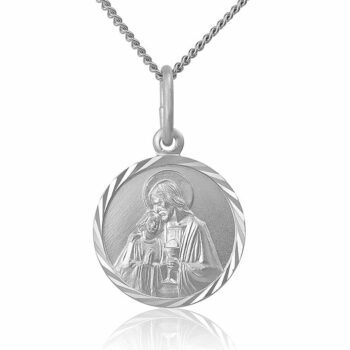 (M035) Holy Communion Rhodium Plated Sterling Silver Religious Medallion Pendant