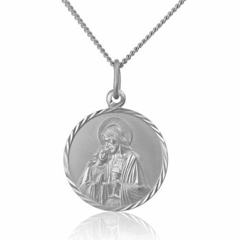 (M042) Holy Communion Rhodium Plated Sterling Silver Religious Medallion Pendant