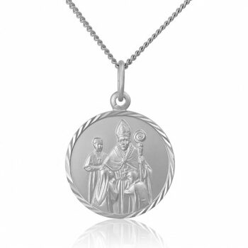 (M043) Confirmation Rhodium Plated Sterling Silver Religious Medallion Pendant