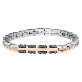 (MBR037SR) 6mm Ceramic And Stainless Steel Rose Gold Plated Bracelet