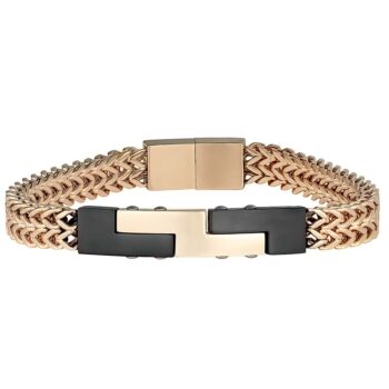 (MBR040GB) 9mm Stainless Steel Black And Gold ID Bracelet